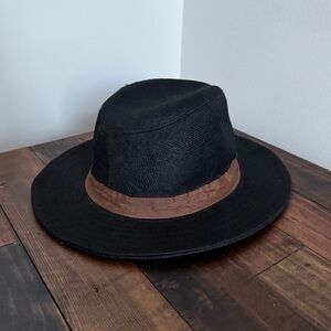 Goorin “Mint” Black Straw-Style Fedora with Brown Band – Women’s – O/S